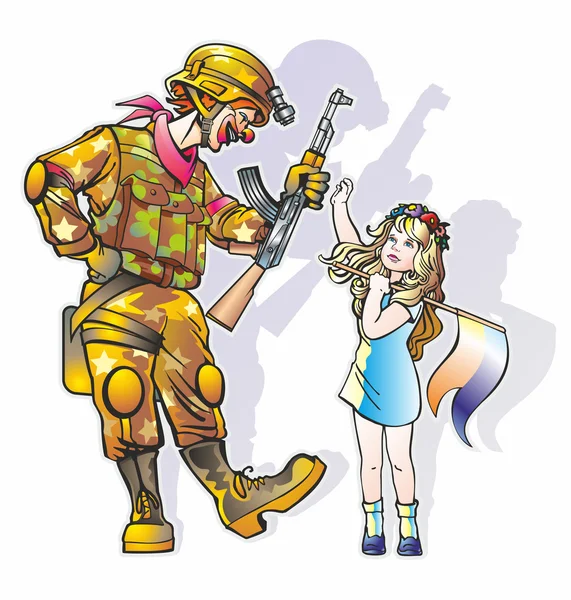 Clown et fille — Image vectorielle