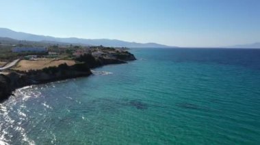 Katragaki sahilinin, Tragaki 'nin, Zakynthos' un, Yunanistan 'ın hava manzarası
