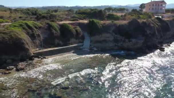 Letecký pohled na pláž Katragaki, Tragaki, Zakynthos, Řecko — Stock video