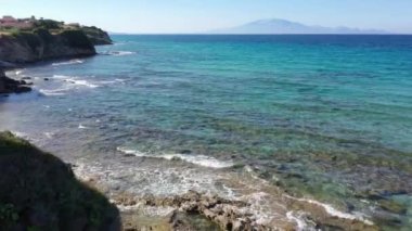 Katragaki sahilinin, Tragaki 'nin, Zakynthos' un, Yunanistan 'ın hava manzarası