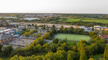 Colchester, Essex 'teki futbol sahasının havadan görünüşü