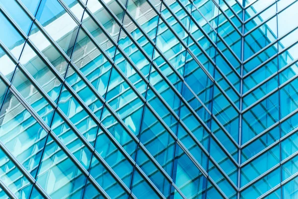 Onderzijde Panoramisch Perspectief Uitzicht Staal Blauw Glas Hoogbouw Wolkenkrabbers Business — Stockfoto