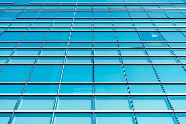 Vista Panorámica Inferior Perspectiva Rascacielos Acero Cristal Azul Gran Altura — Foto de Stock