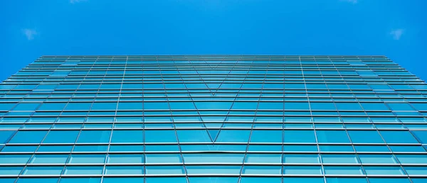 Underside Panoramic Perspective View Steel Blue Glass High Rise Building — Stock Photo, Image