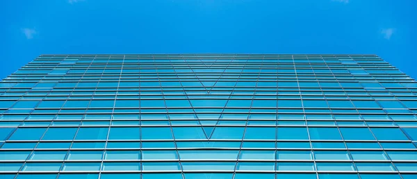 Underside Panoramic Perspective View Steel Blue Glass High Rise Building — Stock Photo, Image