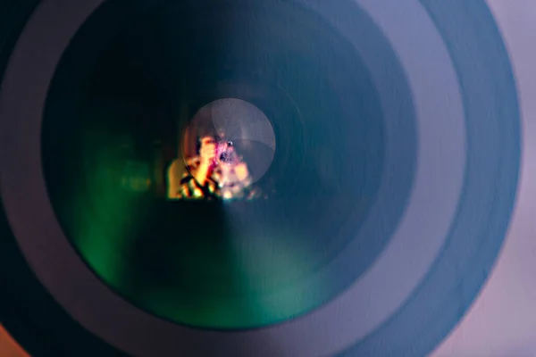 Lente Câmera Com Reflexos Lentes — Fotografia de Stock