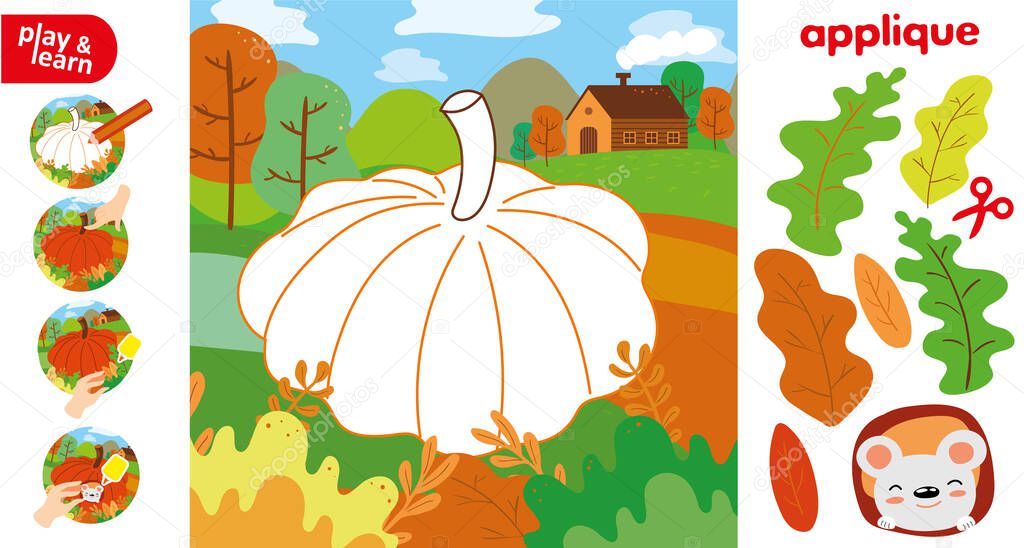 Cut Glue Pumpkin in Garden Children Paper Application Game