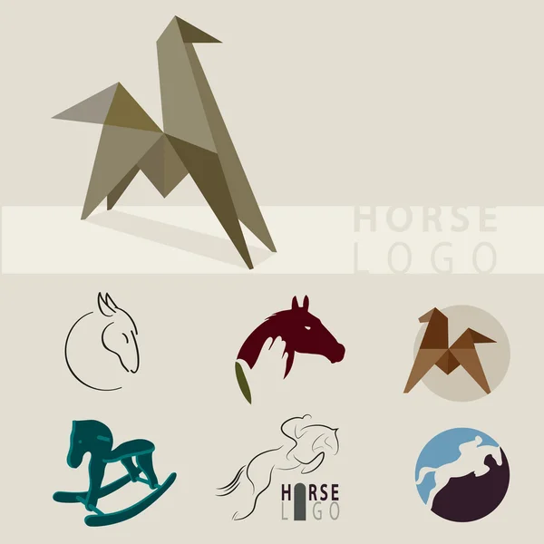 Un montón de logotipos que representan caballos — Vector de stock
