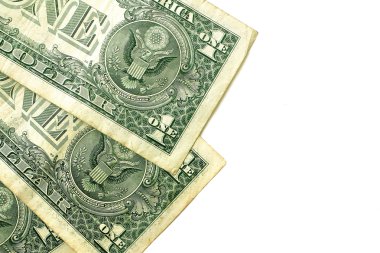 Beyaz arka plan üzerinde dolar parçası