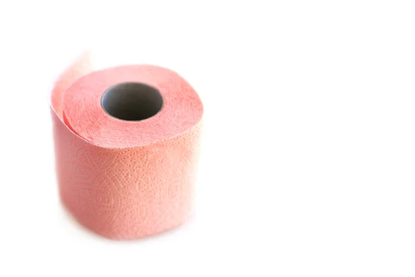 Pink toilet paper on white background — Stock Photo, Image