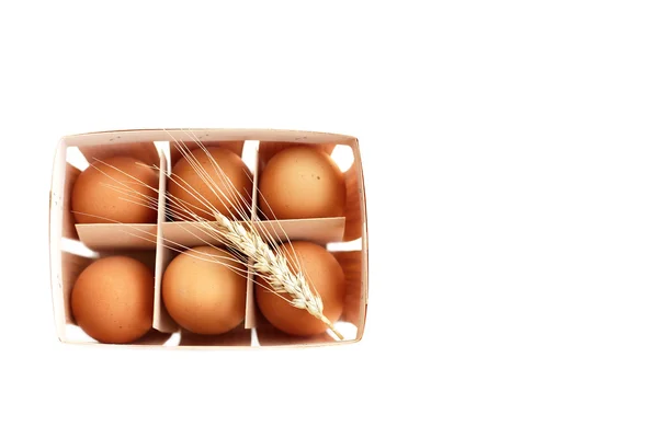 Uova con spiga di grano vista dall'alto — Foto Stock