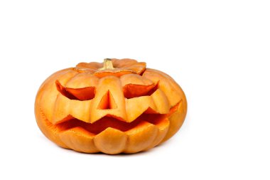 Beyaz arka planda Cadılar Bayramı kabağı