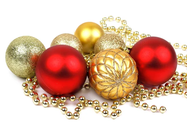 Palle d'oro e rosse per il primo piano di Natale — Foto Stock