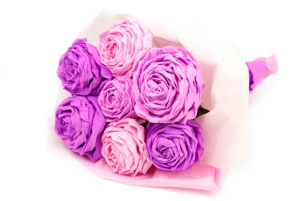 Papier rose et violet roses sur fond blanc — Photo