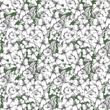 Grafiksel bahar çiçekli kalem çizimleri.