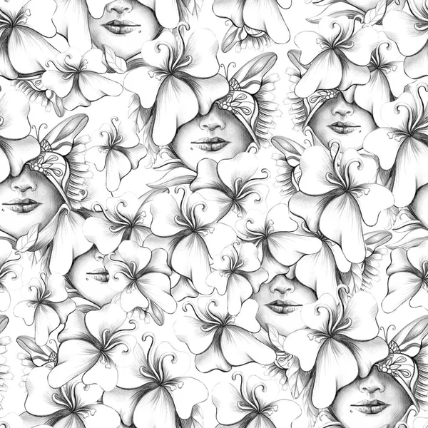 Grafische Lente Bloemen Set Van Potlood Schetsen — Stockfoto