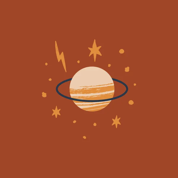 Soyut Satürn gezegeni izole edilmiş sanat, desenli tasarım — Stok Vektör