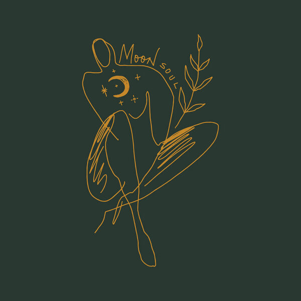 Мун Бохо женщина минимальный силуэт линейной абстракции