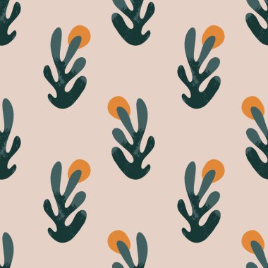 Soyut boho bitkileri kusursuz nötr dizayn.