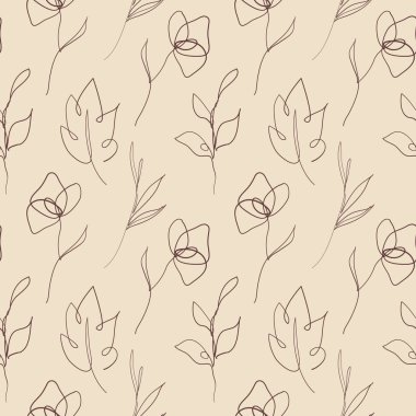 Soyut boho bitkileri kusursuz nötr dizayn.