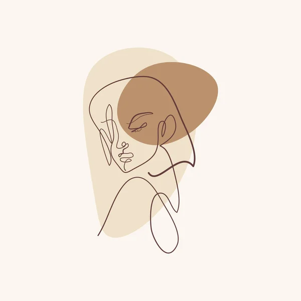Ligne moderne minimaliste femme visage art design print. — Image vectorielle