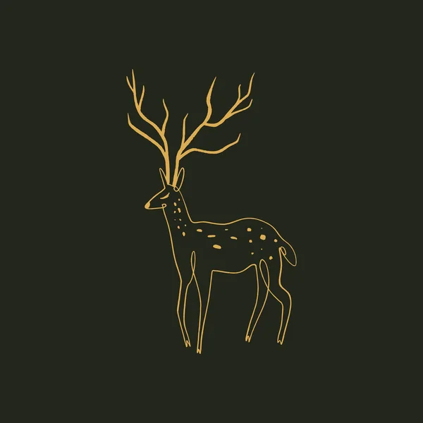 Deer art print. Line minimalist design print. — Stock Vector