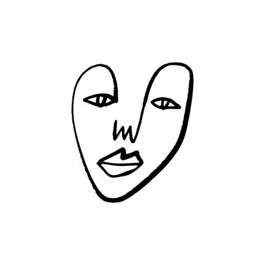 Çizgi sanatı mürekkebi modern fırça baskılı ev minimalist posterine bakıyor