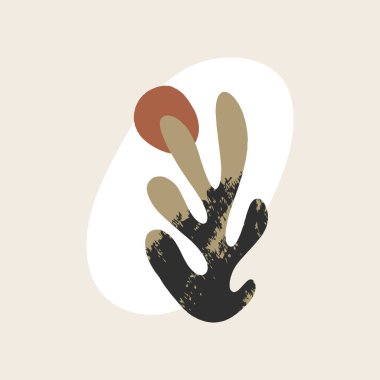 Güneş ve bitki modern soyut ev dekorasyonu posteri.