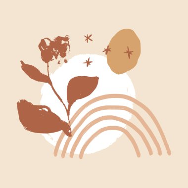 Modern sanat soyut çiçek kompozisyonu. Çağdaş tasarım. Ev minimalist posteri.