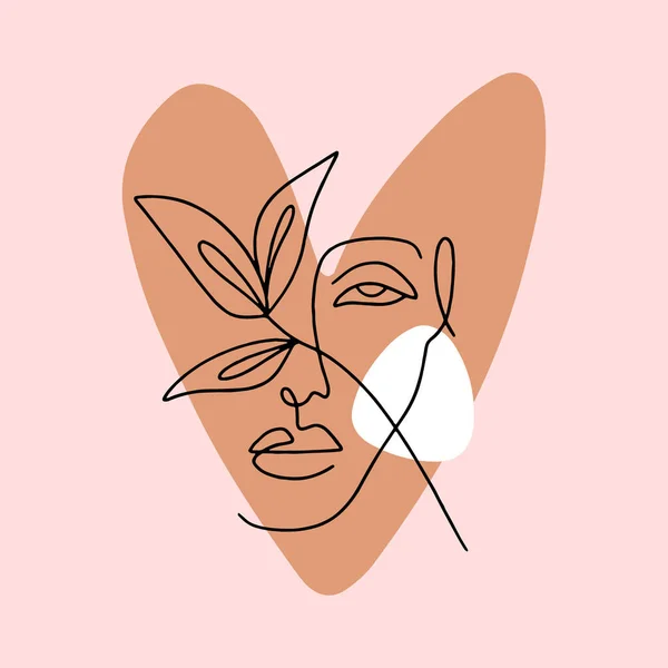 Ligne moderne minimaliste femme visage art design print. — Image vectorielle