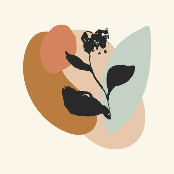 Σύγχρονη τέχνη αφηρημένη σύνθεση λουλουδιών. Σύγχρονο σχέδιο. Αρχική μινιμαλιστική αφίσα. — Διανυσματικό Αρχείο