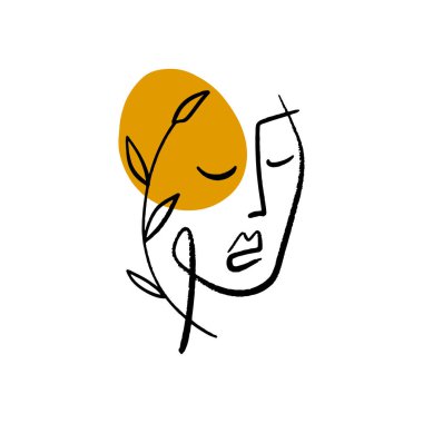 Modern soyut çizgi sanat yüzü, minimalist çizgi sanatı.