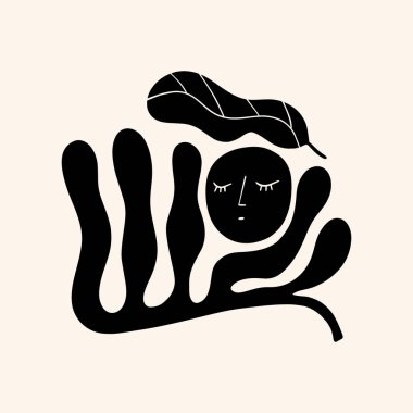 Güneş ve bitki sanatı. Köylü kırsal peri masalı tarzı, hygge ve lagom tasarımı. Nordic scandi dekor elementleri.