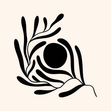 Güneş ve bitki sanatı. Köylü kırsal peri masalı tarzı, hygge ve lagom tasarımı. Nordic scandi dekor elementleri.