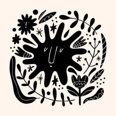 Güneş çiçeği sanatı. Köylü kırsal peri masalı tarzı, hygge ve lagom tasarımı. Nordic scandi dekor elementleri.