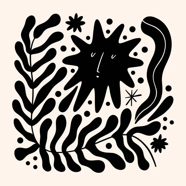 Τέχνη ηλιοτρόπιου. Λαογραφικό αγροτικό ρουστίκ στυλ παραμυθιού, hygge και lagom σχεδιασμό. Σκανδιναβικά στοιχεία διακόσμησης. — Διανυσματικό Αρχείο