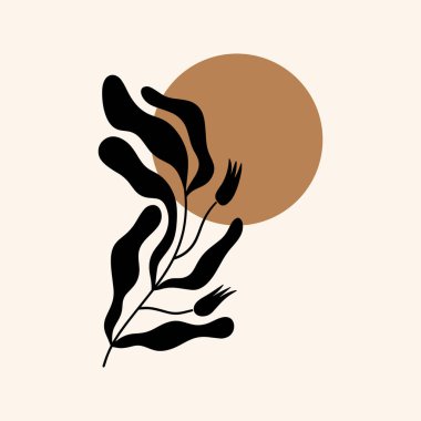 Modern sanat soyut çiçek kompozisyonu. Çağdaş tasarım. Ev minimalist posteri.