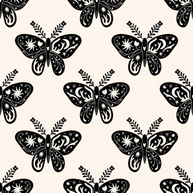 Gece ay güvesi güzel resim baskısı, süslü kelebek, pürüzsüz desen.