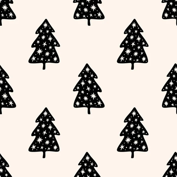 Karácsonyfa szilfa egyszerű botrány zökkenőmentes minta design. Grafikus fák formák, minimális Noel dekoráció. — Stock Vector