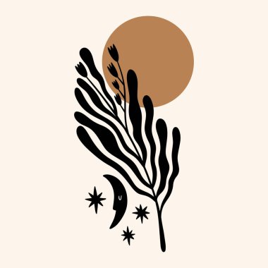 Modern sanat soyut çiçek kompozisyonu. Çağdaş tasarım. Ev minimalist posteri.