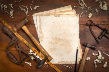 Metin için alanı olan eski vintage araçların arkaplanı.