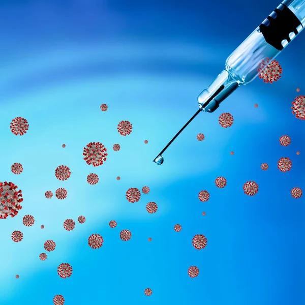ワクチンとCovid 19ウイルスの注射器 — ストック写真