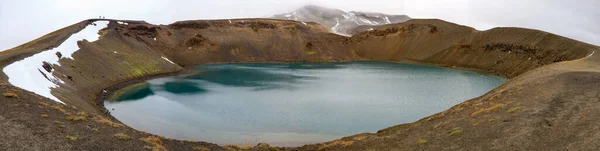 Lago Caldeira Vulcão Adormecido Krafla Islândia — Fotografia de Stock