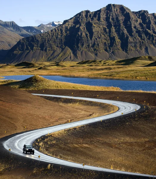 Abgelegene Landstraße Der Südküste Islands — Stockfoto