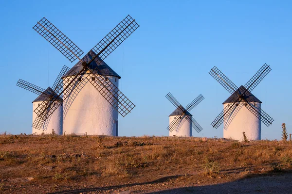 Late Afternoon Sunlight Windmills Campo Criptana Mancha Region Central Spain — Φωτογραφία Αρχείου