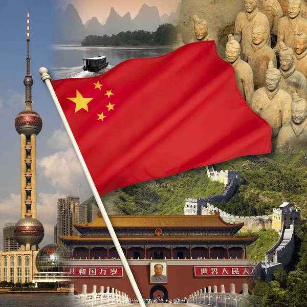 Kina Turistplatserna Shanghai Peking Guilin Kinesiska Muren Och Terrakotta Armén — Stockfoto