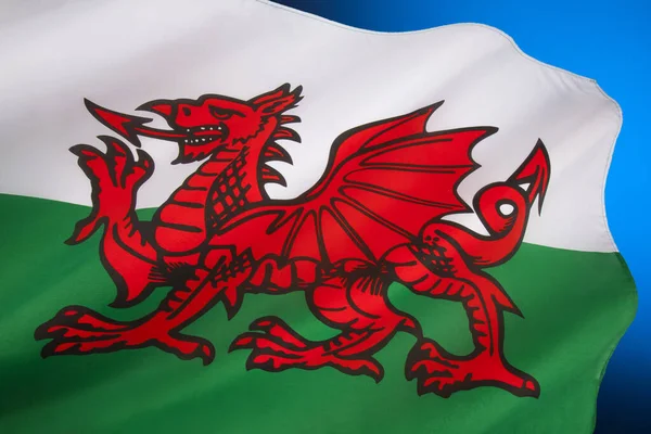 Wales Flagga Förenade Kungariket Flaggan Innehåller Den Röda Draken Cadwaladr — Stockfoto