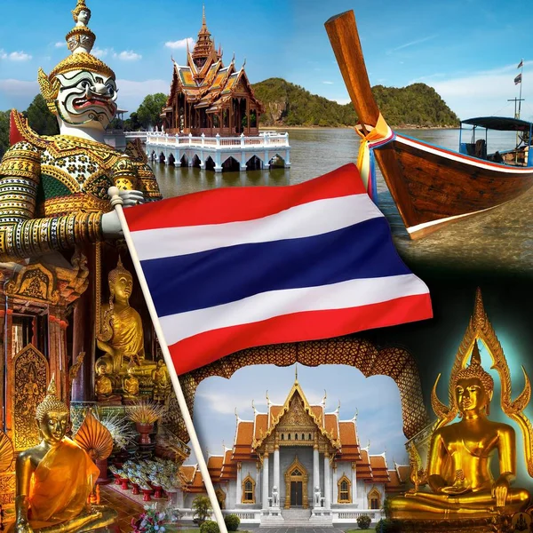 Ταϊλάνδη Τουριστικοί Προορισμοί Συμπεριλαμβανομένων Μπανγκόκ Τσιάνγκ Μάι Bang Και Πουκέτ — Φωτογραφία Αρχείου
