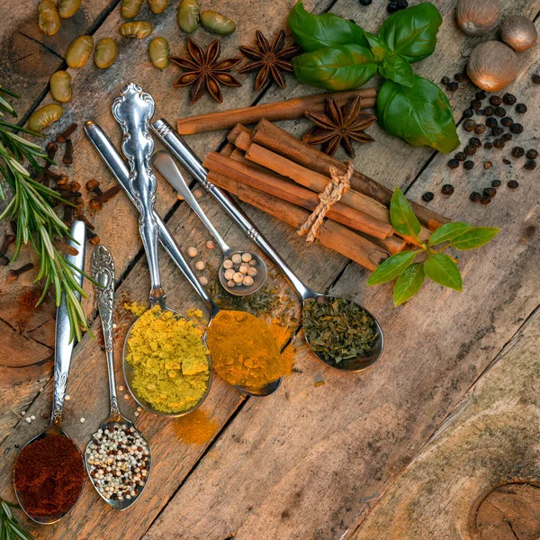 Cozinhar Especiarias Ervas Usadas Para Adicionar Sabor Tempero Aos Alimentos — Fotografia de Stock
