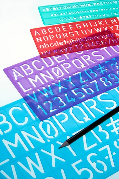 Plastic Lettering Number Templates — Stock Photo, Image